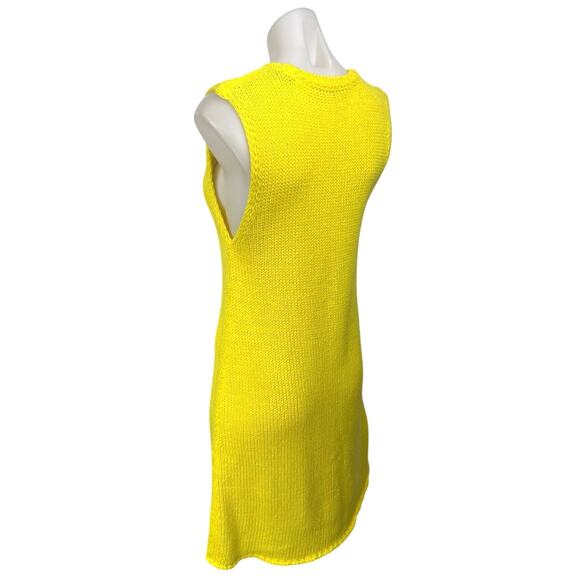 Zara Women's Yellow Sleeveless Knit Crew Neck Tank Sweater Mini Dress Size M - Picture 6 of 9